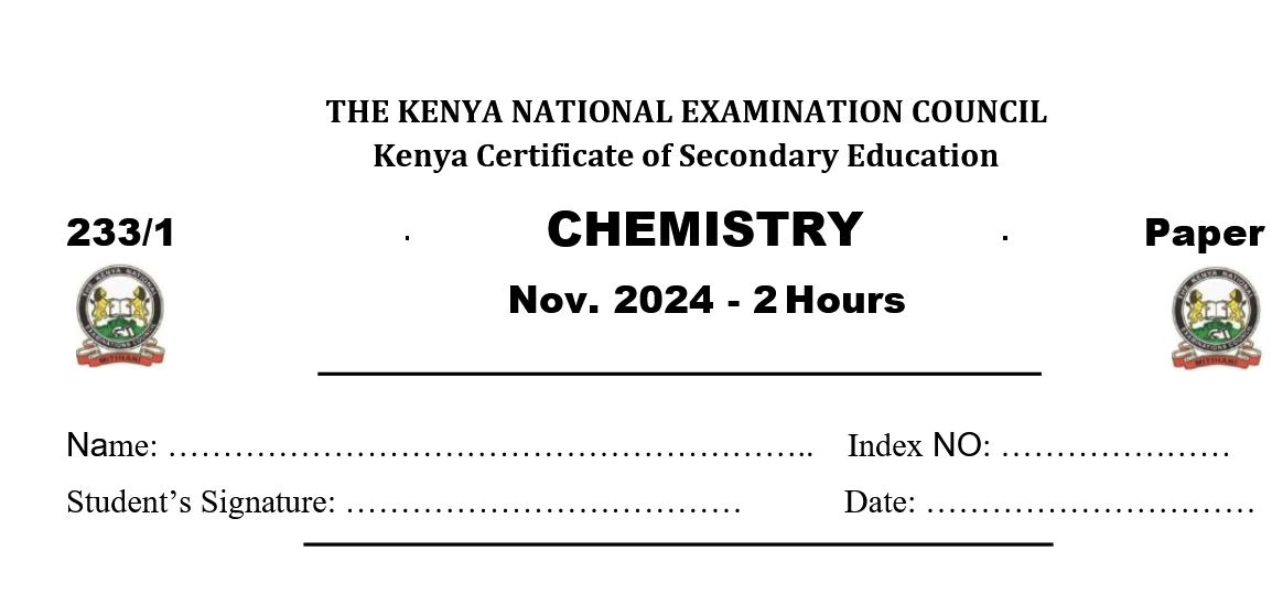 KCSE Chemistry 2024 Revision (Paper 1, 2, & 3)