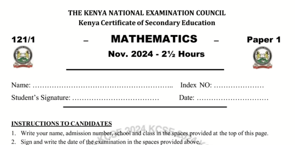Mathematics Form 4 KCSE 2023